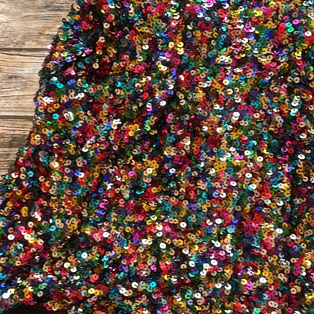 TCEC Strapless Black Bow Top Multi-Colored Sequined Romper M - Picture 6 of 10